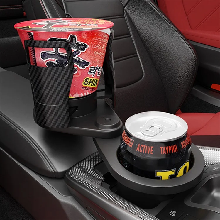 CARFU AC-2380 2-en-1 Portavasos de coche de 360 grados, soporte giratorio para bebidas de coche