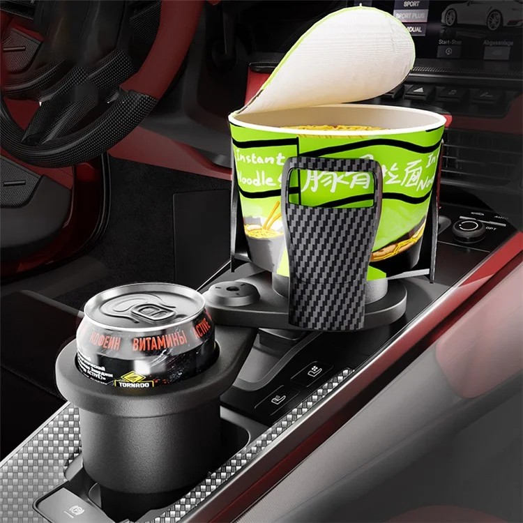 CARFU AC-2380 2-en-1 Portavasos de coche de 360 grados, soporte giratorio para bebidas de coche