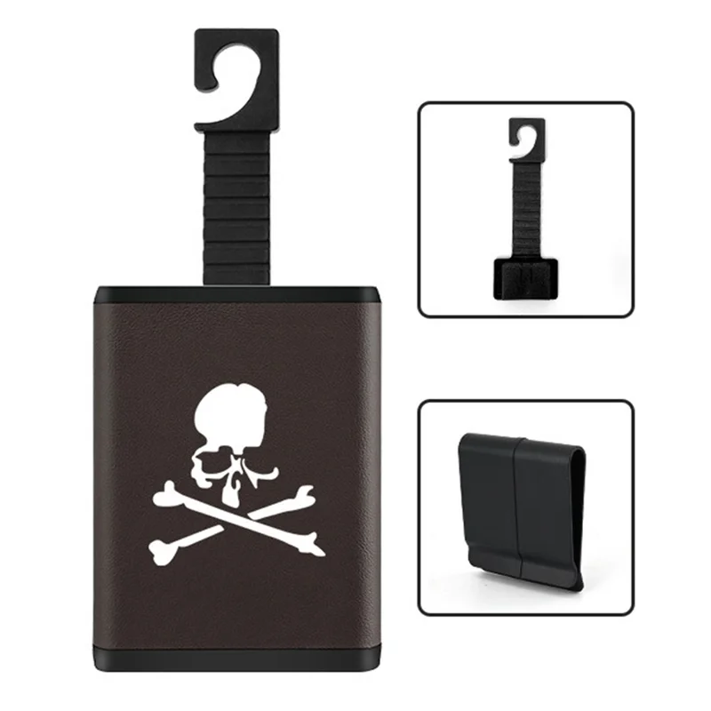 ABS Plastic + Leather Car Trash Bin Hanging Can for Back Seat Headrest Garbage Storage Box - Brown