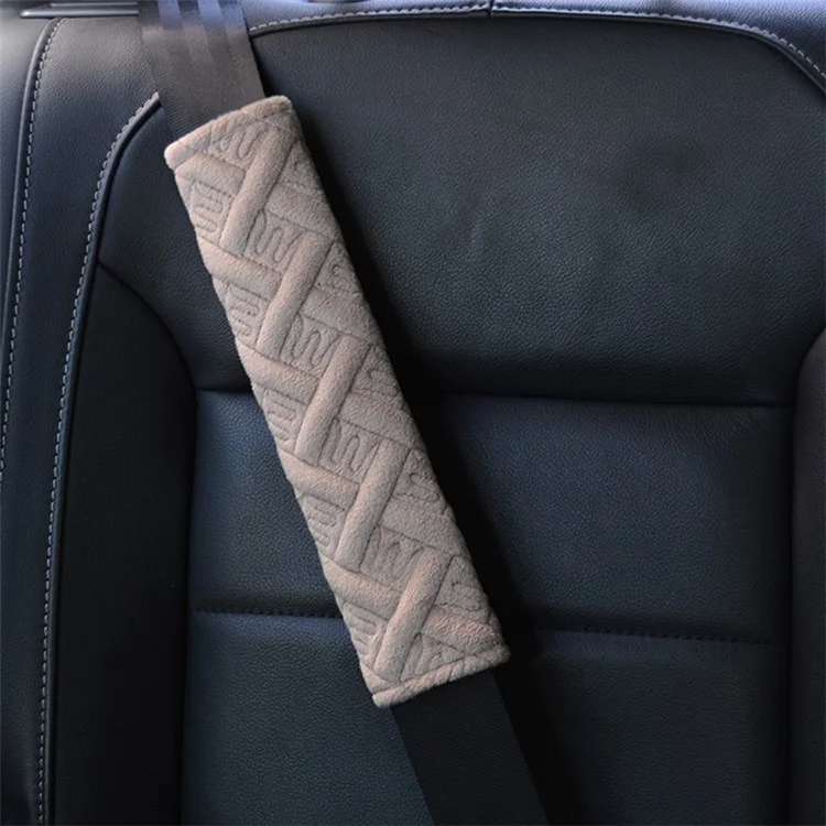 2Pezzi Universale Copertura della Cintura di Sicurezza dell'Auto Disegno Rombo Morbido Peluche Imbottitura della Spalla di Sicurezza - Kaki