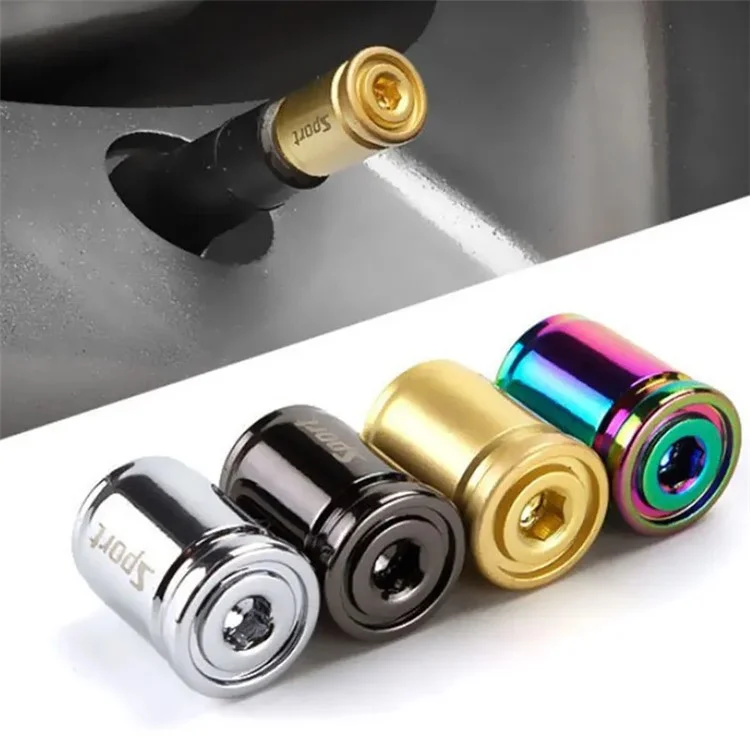 4Pcs Sport Style Motorcycle Car Tire Valve Stem Cover Caps Replace Brass Wheel Valve Caps - Gold