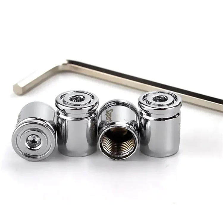 4Pcs Sport Style Motorcycle Car Tire Valve Stem Cover Caps Replace Brass Wheel Valve Caps - Silver