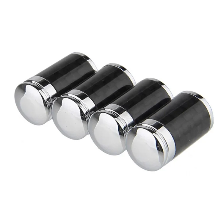 YONG XUN 4PCS Carbon Fiber + Copper Wheel Tire Air Valve Stem Cover Cap for Car Motorcycle