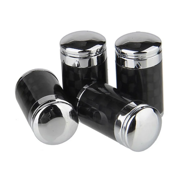 YONG XUN 4PCS Carbon Fiber + Copper Wheel Tire Air Valve Stem Cover Cap for Car Motorcycle