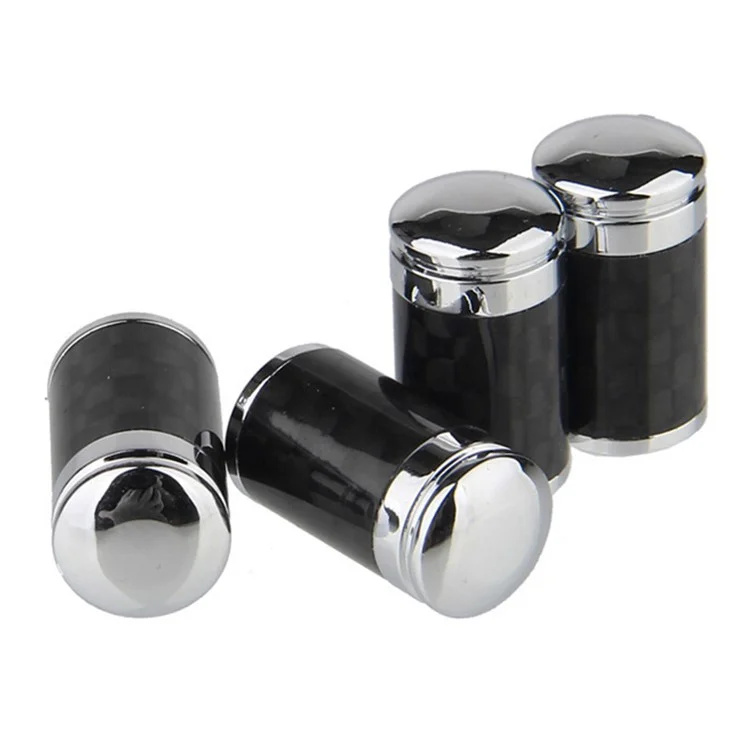 YONG XUN 4PCS Carbon Fiber + Copper Wheel Tire Air Valve Stem Cover Cap for Car Motorcycle