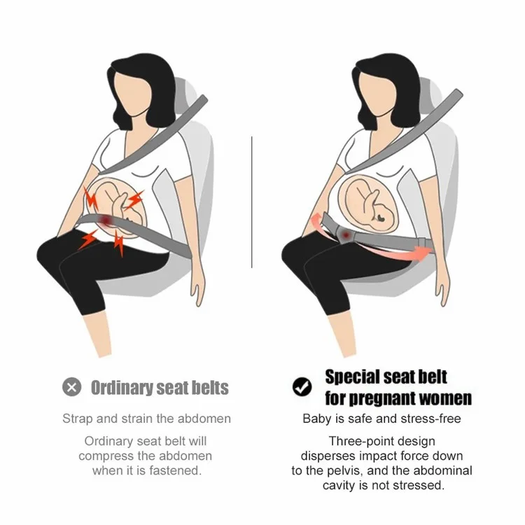 Car Seat Belt Extension Adjustable Seatbelt Safety Lock Extender for Pregnant Women - Beige