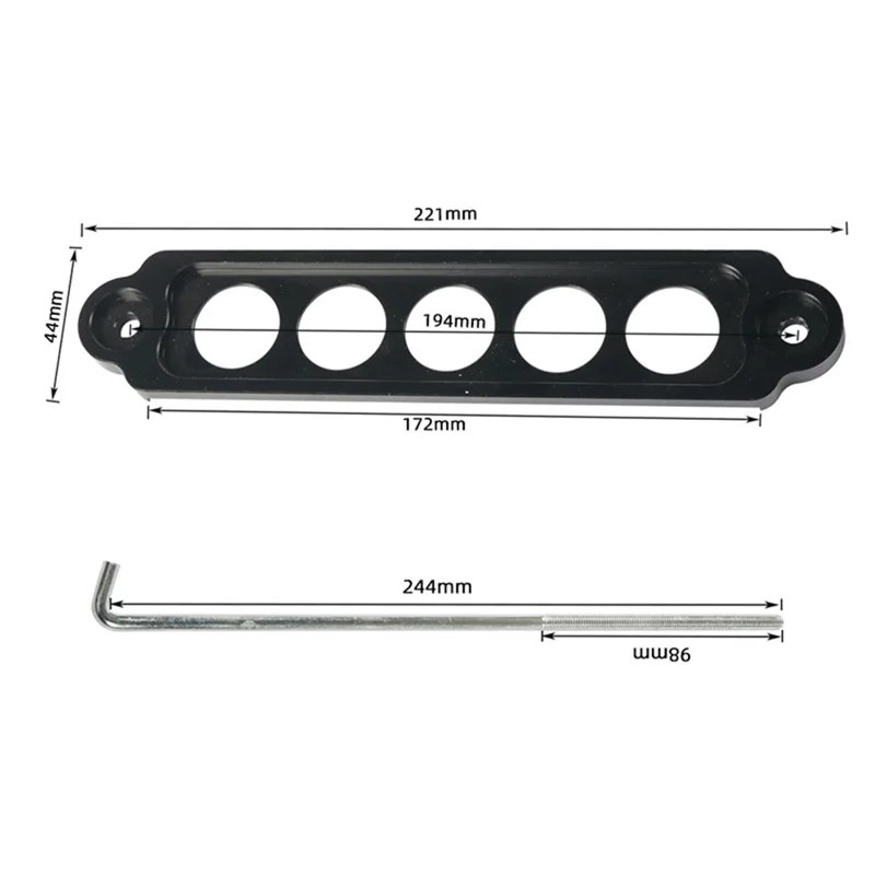 A8681 Aluminum Alloy Car Battery Holder Bracket Vehicles Trucks Battery Mount Bracket (Hook Length 250) - Black