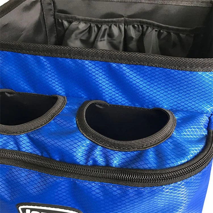 Scatola portatile per il bagagliaio dell'auto Organizer pieghevole in tessuto 600D Contenitore per bottiglie d'acqua e varie - Blu