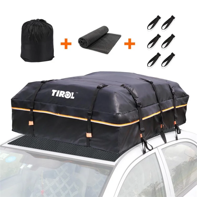 TIROL T26967 20-inch Car SUV Roof Bag 500D PVC Vehicle Roof Luggage Storage Bag Rainproof Cargo Bag - Black