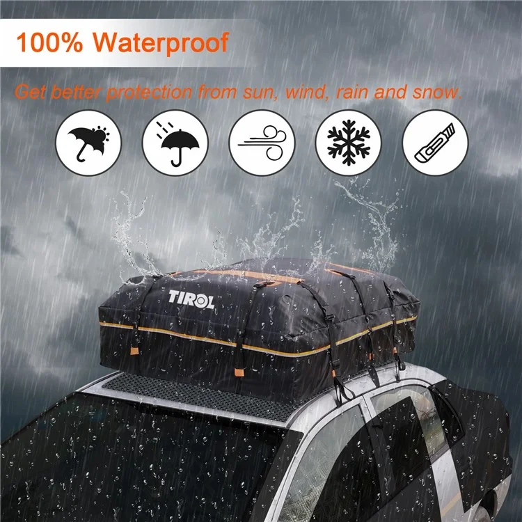 TIROL T26967 20-inch Car SUV Roof Bag 500D PVC Vehicle Roof Luggage Storage Bag Rainproof Cargo Bag - Black