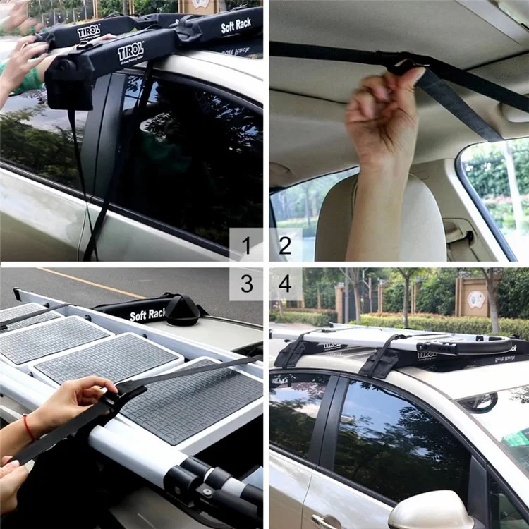 TIROL T25454 2 Peças Suporte de Bagagem no Teto do Carro Espuma Macia Universal Rack de Carga no Teto do Carro