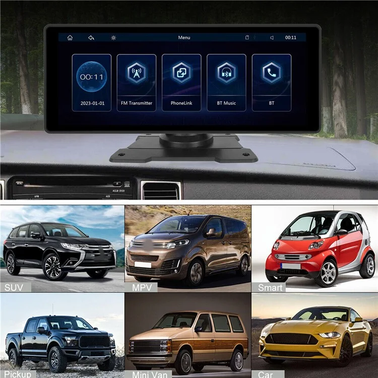 W912A 10.26-zoll HD HD Tragbarer Videoauto-player Mit 2 Ständer, Aux-kabel, Ansichtwinkelverstellbarer Spiegelverbindungsauto-monitor