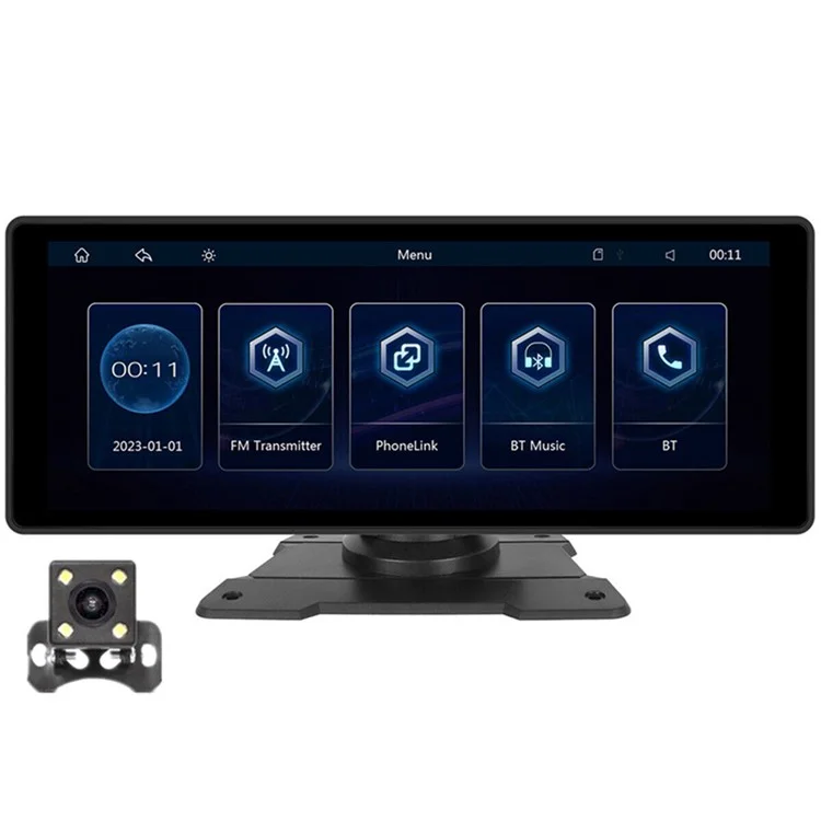 W912B 10.26-inch HD Video Car Player with 8-LED Rear-View Camera Portable Bluetooth Car Monitor Support Mirror Link