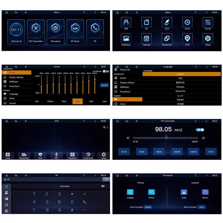 W912B 10,26 Polegadas HD Video Car Player Com Câmera Traseira de 8 Liderada Por Câmeras Portátil Bluetooth Monitor de Automóvel Link Espelho