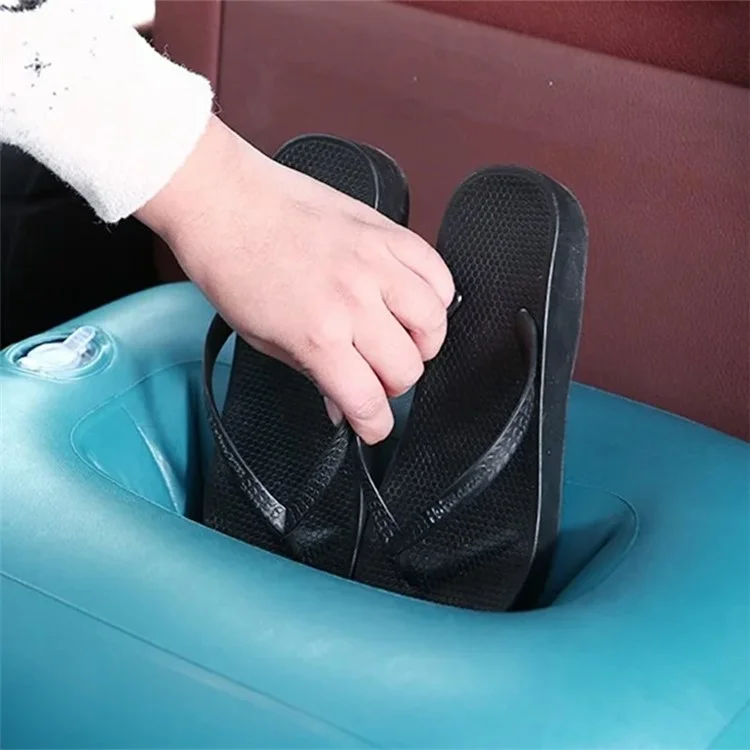 828 Cartoon Bear Head Car Air Mattress PVC + Flocking Back Seat Inflatable Bed with Pump - Navy Blue