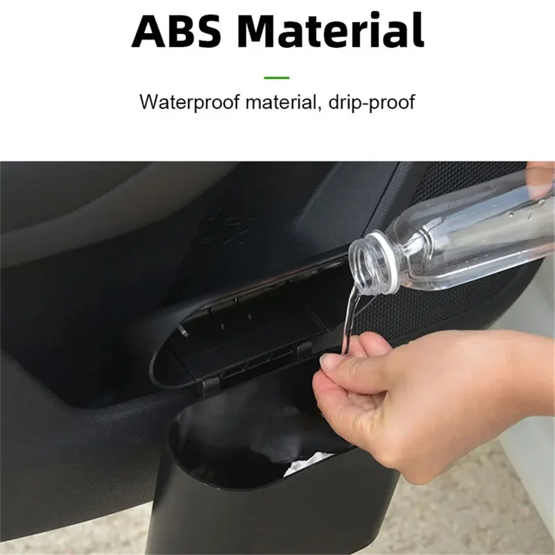 BY-1079 Push Lid Design Car Trash Can Vehicle Door Seat Back Hanging ABS Trash Bin - Pink