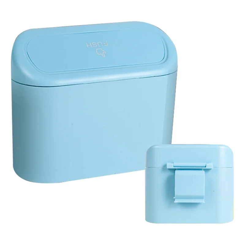 BY-1079 Push Lid Design Car Trash Can Vehicle Door Seat Back Hanging ABS Trash Bin - Blue