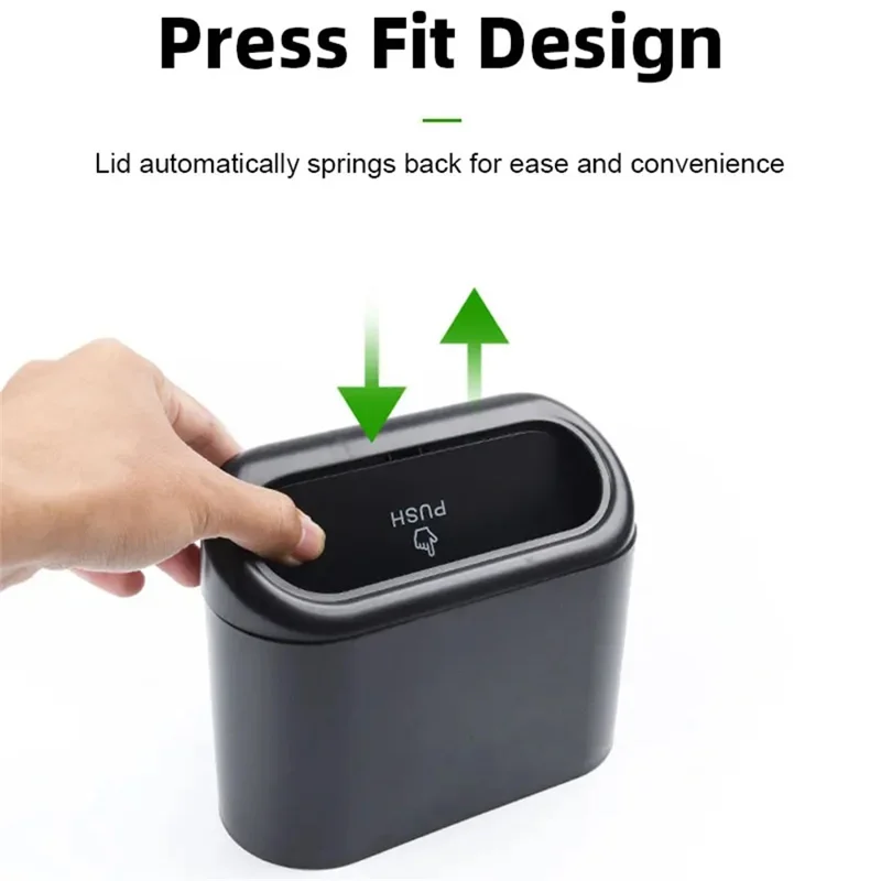 BY-1079 Push Lid Design Car Trash Can Vehicle Door Seat Back Hanging ABS Trash Bin - Blue