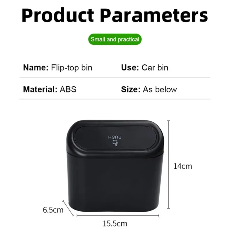 BY-1079 Push Lid Design Car Trash Can Vehicle Door Seat Back Hanging ABS Trash Bin - Blue