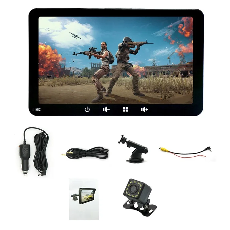 W507D 7-inch HD Touch Display Portable Car Play with 12-LED Camera, 2.4GHz WiFi Car Monitor, Suction Holder