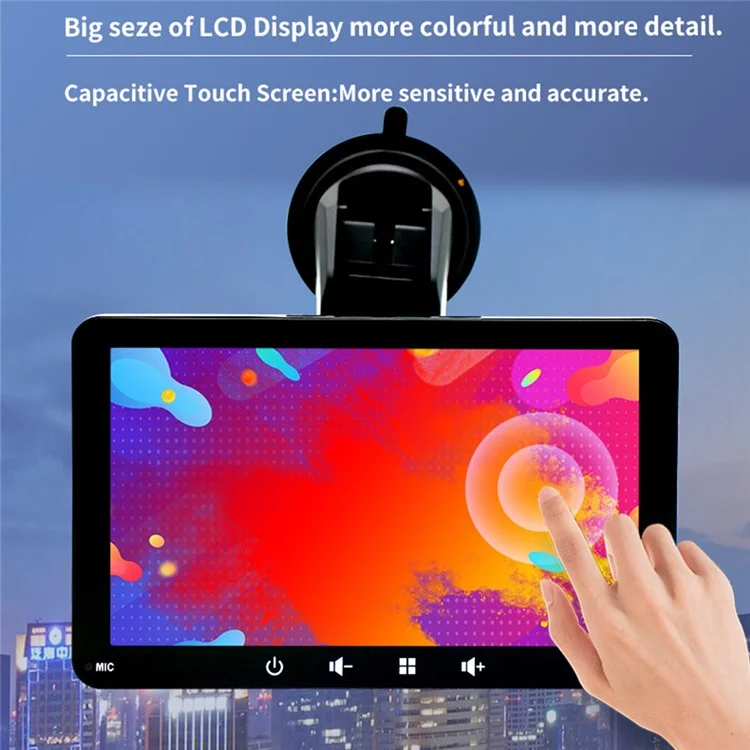 W507D 7-inch HD Touch Display Portable Car Play with 12-LED Camera, 2.4GHz WiFi Car Monitor, Suction Holder