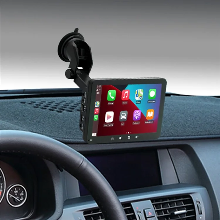 W507D 7-inch HD Touch Display Portable Car Play with 12-LED Camera, 2.4GHz WiFi Car Monitor, Suction Holder