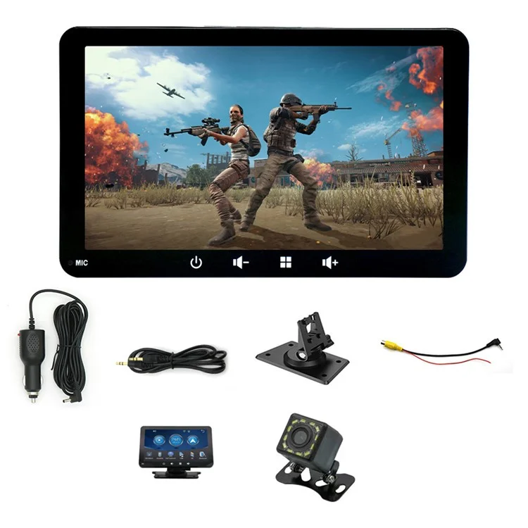 W507C Mirror Link Android Auto Car Play 7-inch HD Touch Display Car Stereo with 12-LED Camera, Flat Stand