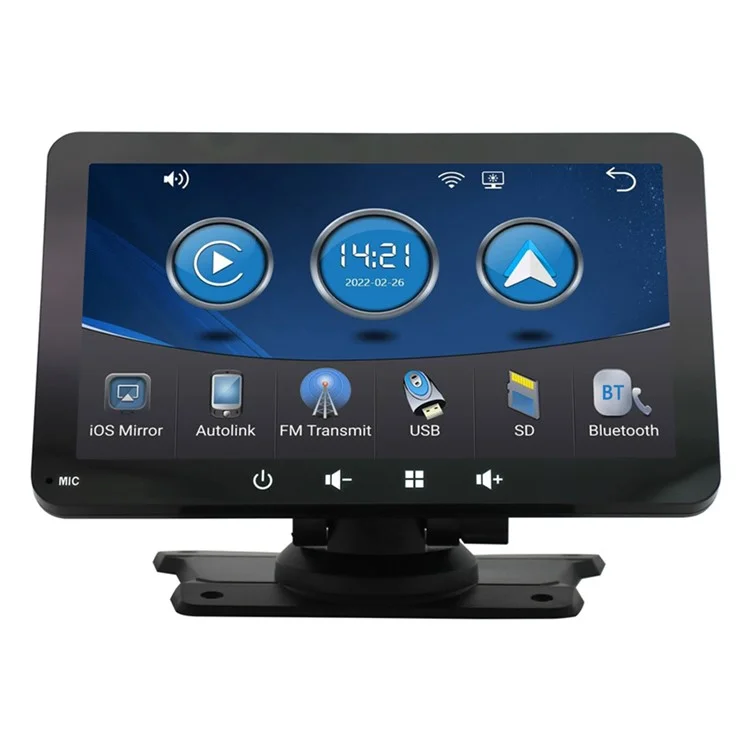 W507C Mirror Link Android Auto Car Play 7-inch HD Touch Display Car Stereo with 12-LED Camera, Flat Stand