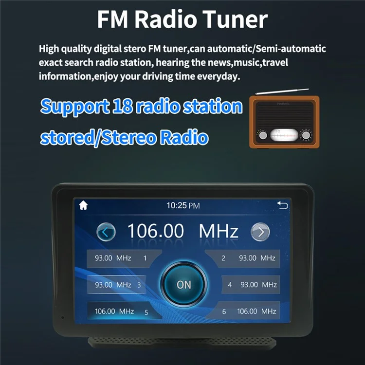 W507C Mirror Link Android Auto Car Play 7-inch HD Touch Display Car Stereo with 12-LED Camera, Flat Stand