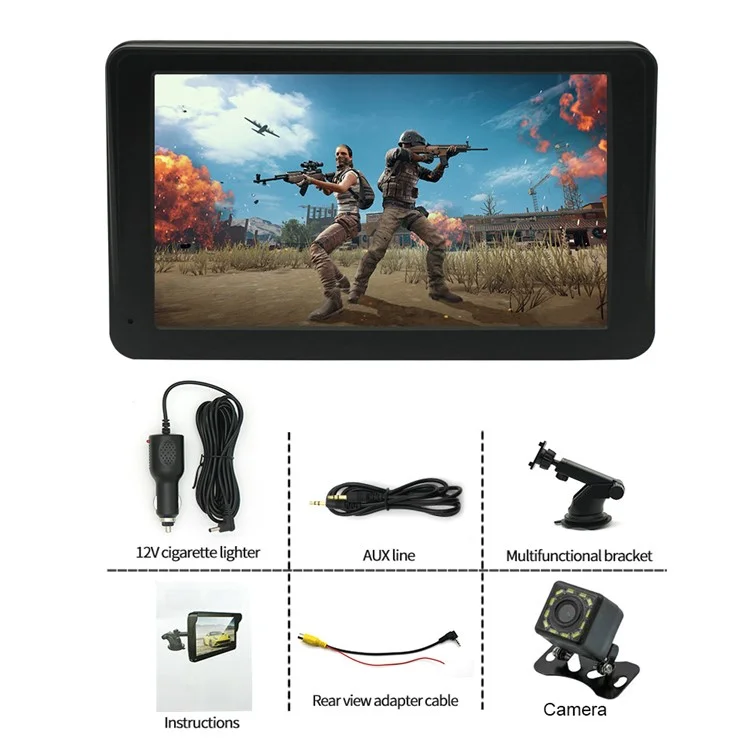 W506B Mirror Link Android Auto Car Play with 12-LED Camera, 7-inch HD Touch Screen Car Stereo with Stand