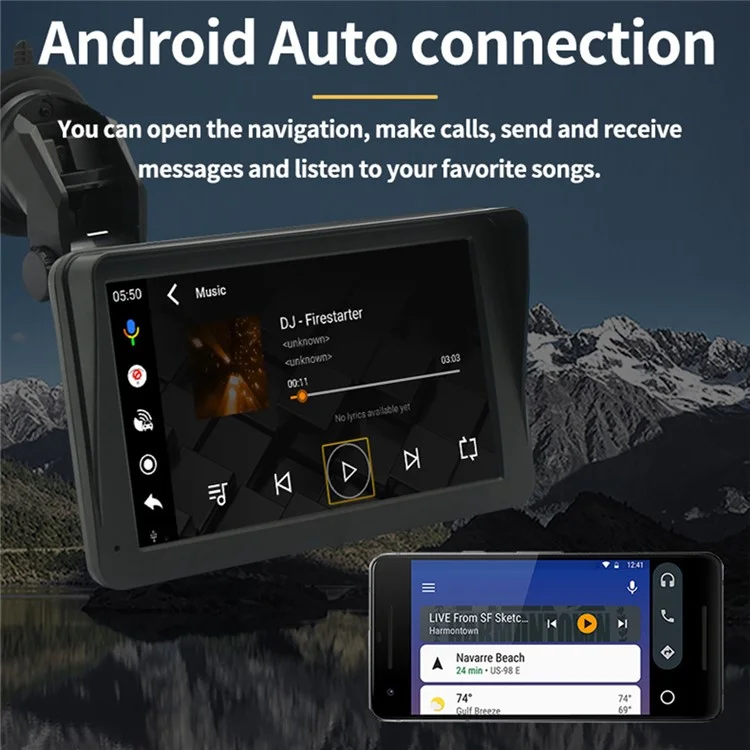 W506B Mirror Link Android Auto Car Play with 12-LED Camera, 7-inch HD Touch Screen Car Stereo with Stand