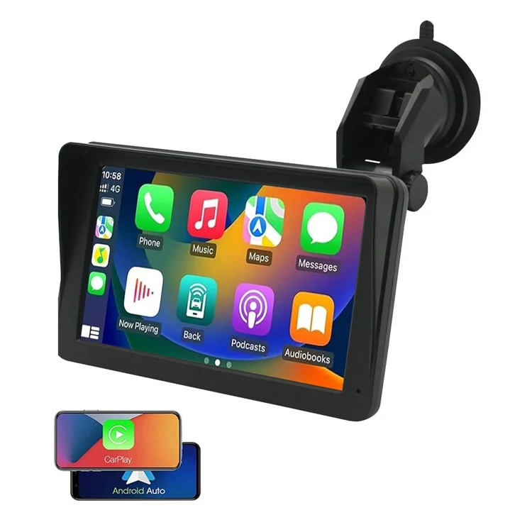 W506C 7-inch HD Touch Display Car Play with AHD Camera, Portable Car Stereo Support Mirror Link Android Auto