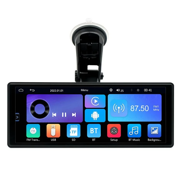 W508A 9.36-inch Display Car Play with Suction Cup Mount, Portable Bluetooth-compatible Car Stereo Support USB-Disk, TF Card