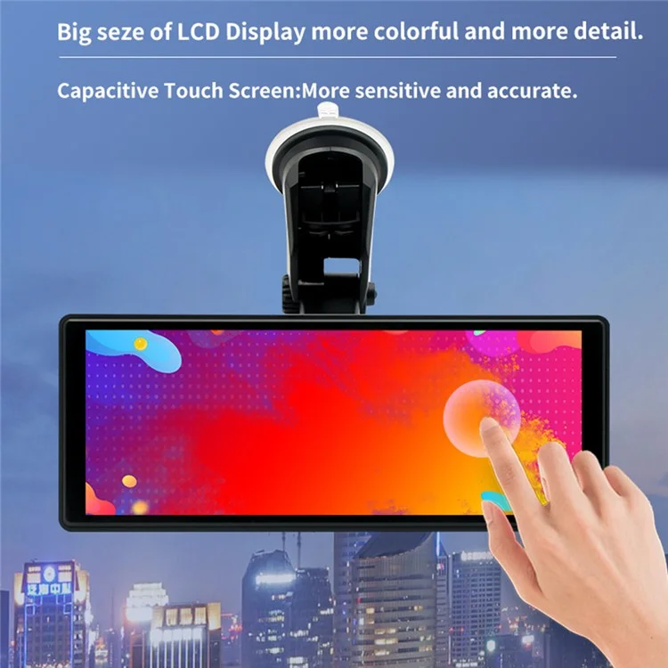 W508A 9.36-inch Display Car Play with Suction Cup Mount, Portable Bluetooth-compatible Car Stereo Support USB-Disk, TF Card
