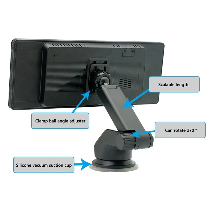 W508A 9.36-inch Display Car Play with Suction Cup Mount, Portable Bluetooth-compatible Car Stereo Support USB-Disk, TF Card