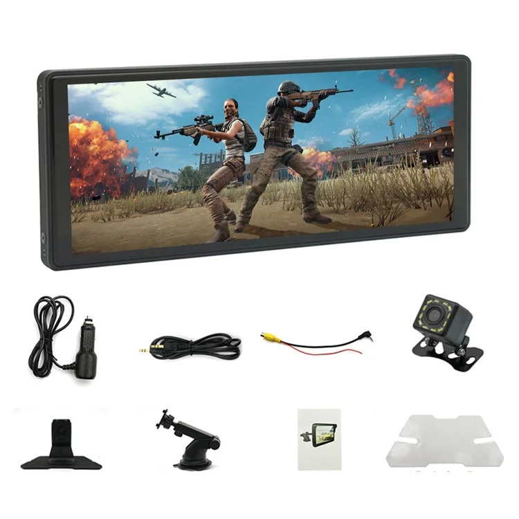 W508C Pantalla táctil de coche de 9.36 pulgadas con cámara de 12 LED, espejo vínculo estéreo portátil de coche compatible con Bluetooth, USB-Disk, tarjeta TF