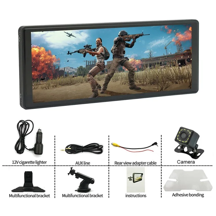 W508C Pantalla táctil de coche de 9.36 pulgadas con cámara de 12 LED, espejo vínculo estéreo portátil de coche compatible con Bluetooth, USB-Disk, tarjeta TF