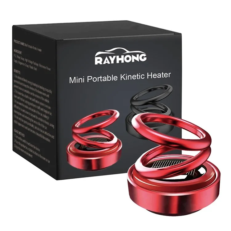 RAYHONG RAD04-A004 Radiateur Vibrant Portable Mini Purificateur d'air Chauffage Cinétique Solaire pour Intérieur de Voiture - Rouge 