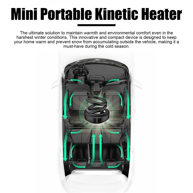 RAYHONG RAD04-A004 Radiateur Vibrant Portable Mini Purificateur d'air Chauffage Cinétique Solaire pour Intérieur de Voiture - Rouge 