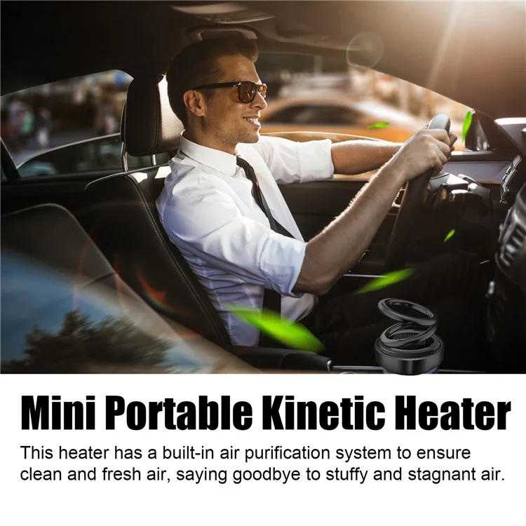 RAYHONG RAD04-A004 Radiateur Vibrant Portable Mini Purificateur d'air Chauffage Cinétique Solaire pour Intérieur de Voiture - Rouge 
