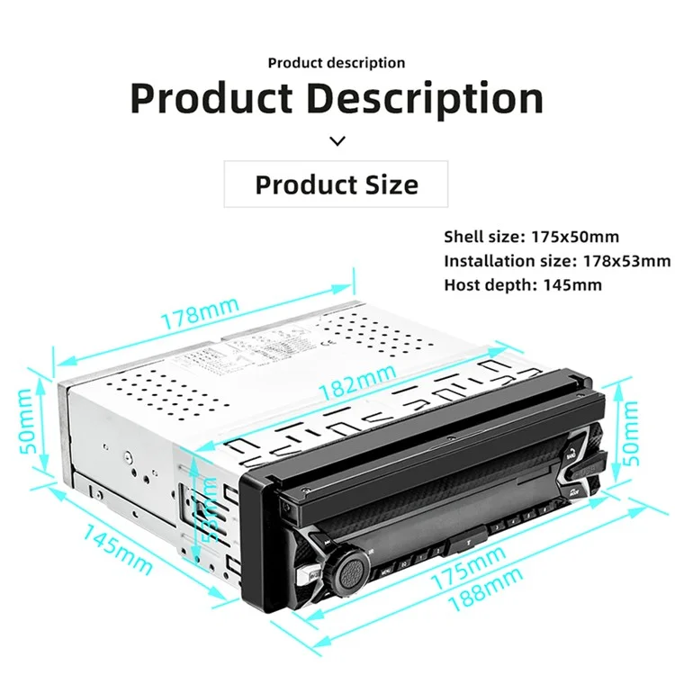 Lecteur MP5 pour voiture 9613W de 7 pouces avec CarPlay filaire/sans fil et Android Auto Affichage vidéo
