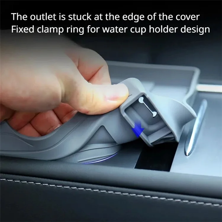 Para Tesla Model 3 / Y Cup Holder Center Console Glasses Card Storage Tray - Cinza