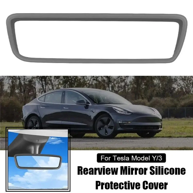 TSL941 Pour modèle Y / 3 Rétroviseur intérieur arrière de voiture Protecteur en silicone - Gris