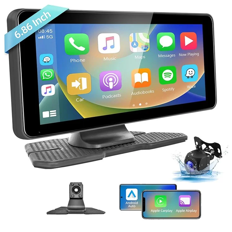 W513B 6.86-Inch HD Car Play com Câmera com 12 LEDs Rádio Portátil Carro Bluetooth Tela