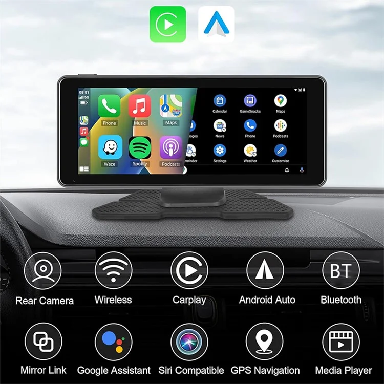 W513D 6.86-Inch HD Car Play Screen Portable Car Radio Display with Recorder