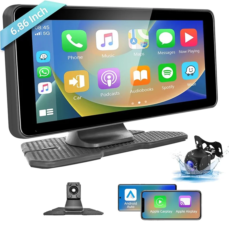 W513F 6.86-Inch Portable Car Player with Recorder, AHD Camera, Support 1080P Front / Rear