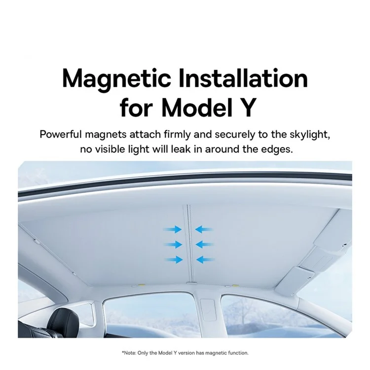 Serie BASEUS T-Space BS-TS011 2Pcs Visera solar para el techo solar del coche para Tesla Model Y Cortina de una sola capa - Blanco luna 