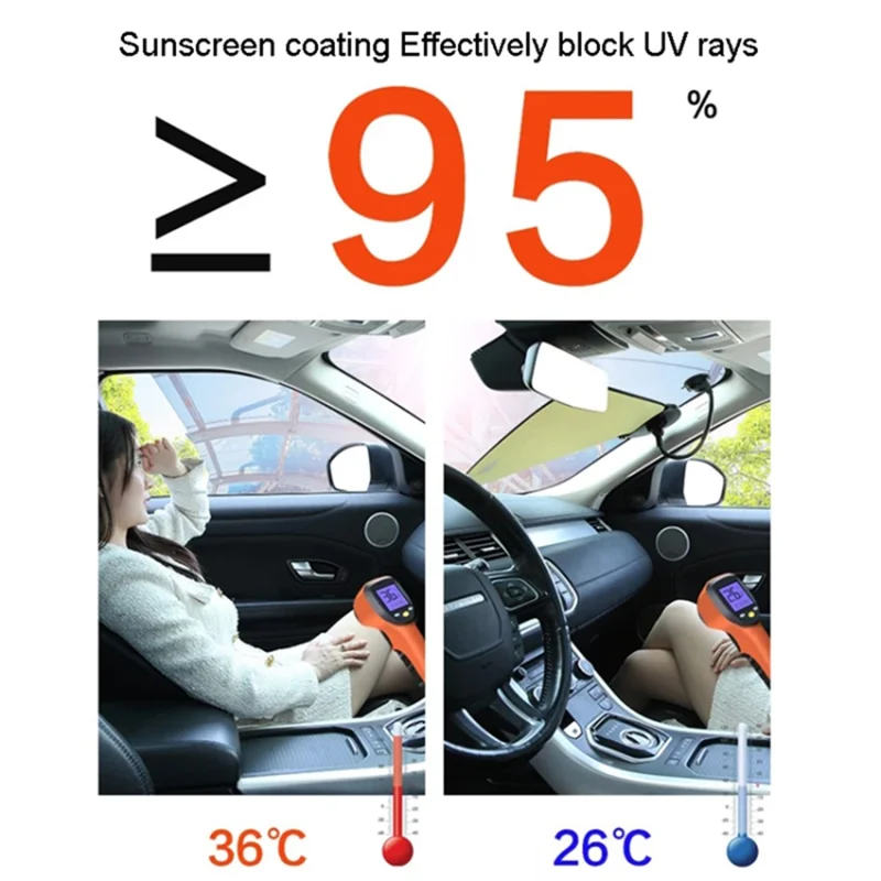 Car Window Sun Shade UV Protection Adjustable Auto Window Shade with Suction Cup - Black