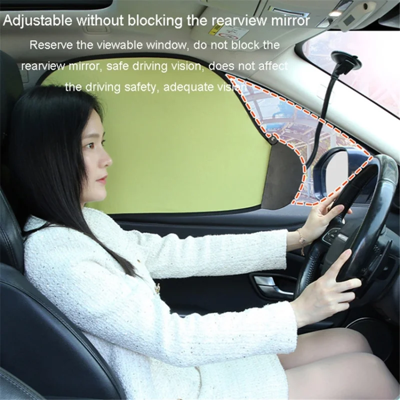 Car Window Sun Shade UV Protection Adjustable Auto Window Shade with Suction Cup - Black
