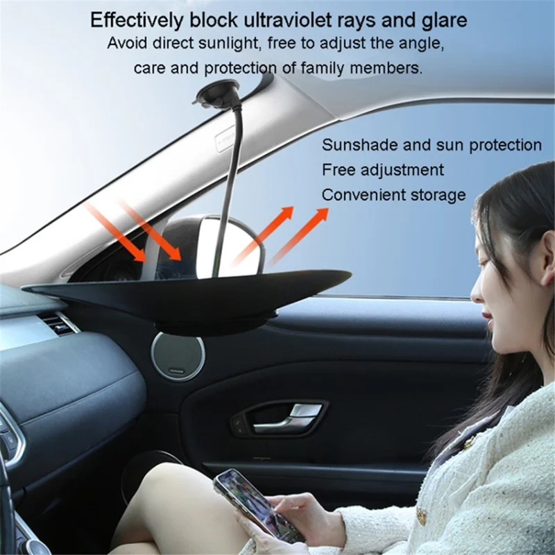 Car Window Sun Shade UV Protection Adjustable Auto Window Shade with Suction Cup - Black
